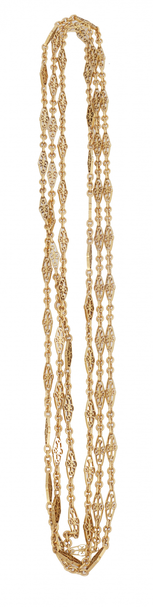 Cadena larga de abanico S. XIX con eslabones romboidales ca