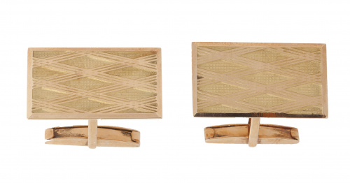 Gemelos rectangulares con decoración de rombos en relieve