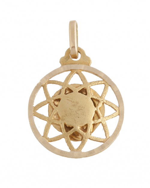 Medalla colgante de Virgen en marco circular con triángulos