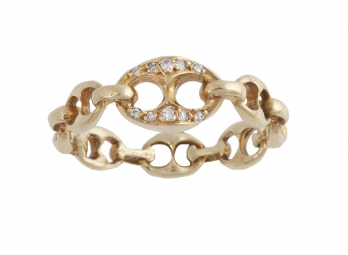 Sortija con aro formado por eslabones de calabrote, con bri