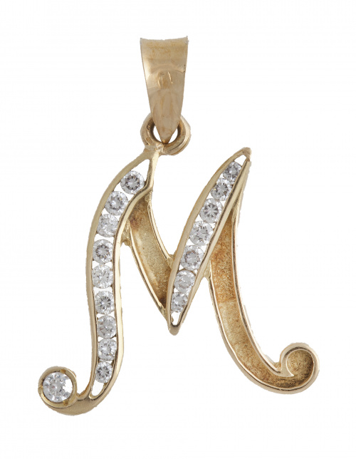 Colgante de letra "M" de circonitas