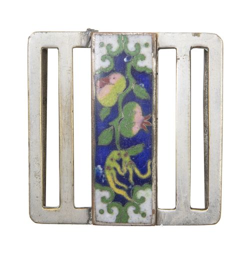 Hebilla esmalte cloissoné, decorada con granadas.China, h