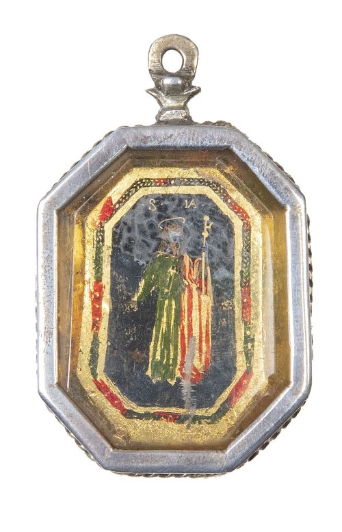 Medalla devocional octogonal con Santiago apóstol, en crist