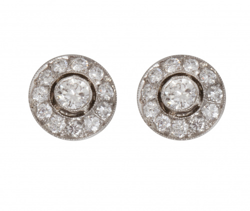 Pendientes ojo de perdiz de brillantes de estilo Art-Decó