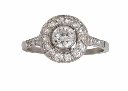 Sortija ojo de perdiz de brillantes de estilo Art-Decó