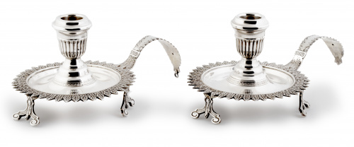 Pareja palmatorias de plata. Marca en la base.Quizás Alej