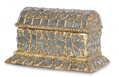 Caja de "luces" de madera dorada y espejos. México, Nueva