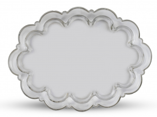 Bandeja lobulada de vidrio. S. XVIII.