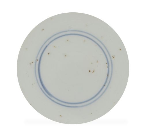 Jarrón yenyen de porcelana esmaltada en azul y blanco, con 