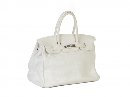 Bolso BIRKIN 35 de HERMÊS en piel Taurillon Clemance Blanco 