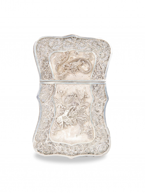 Tarjetero en filigrana de plata, decorado con Tianlong.Ch