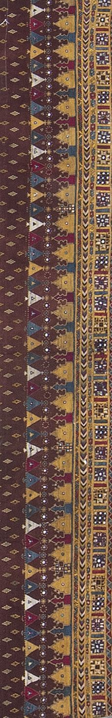 Fragmento de tela de bandó oriental bordada en "petit-point