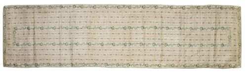 Paño de seda Carlos IV con franjas decoradas con hojas.Es