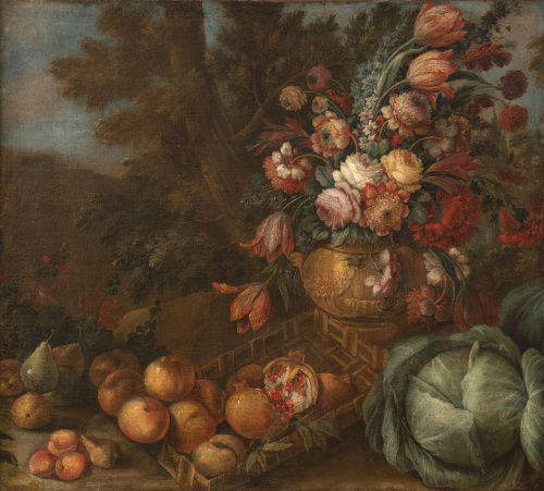 ESCUELA VALENCIANA, SIGLO XIXBodegón con jarrón de flores