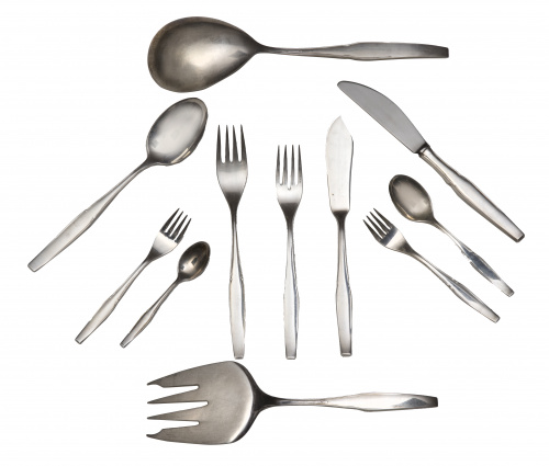 Cubertería en plata de doce servicios.Pedro Durán, mediad