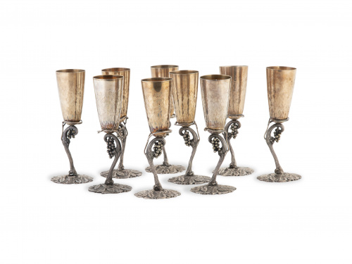Doce copas de plata y plata vermeille para champaigne, deco