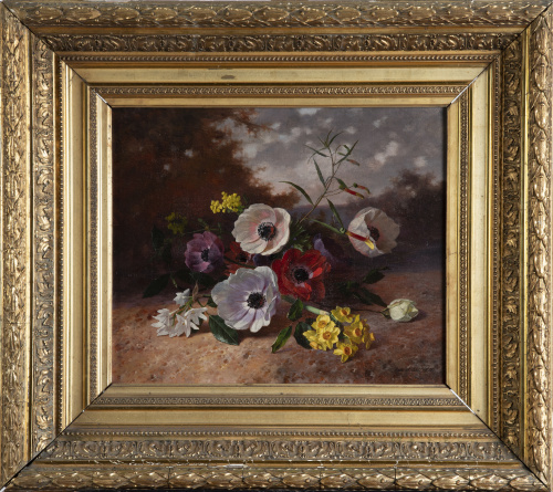 DAVID DE NOTER (Bélgica,1818-1892)Paisaje con flores