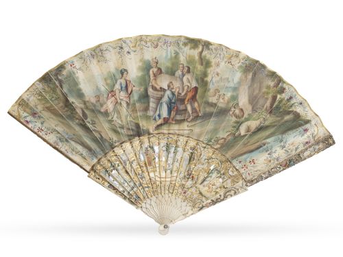 Abanico con país de cabritilla, montado a la inglesa. Con e