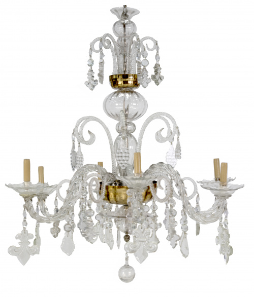 Lámpara de seis brazos de luz en cristal tallado trasparent