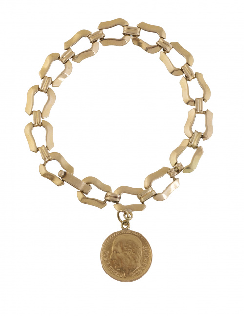 Pulsera articulada con eslabones a modo de herradura y mone