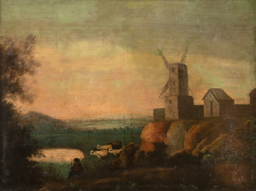 ESCUELA SEVILLANA, H. 1900Paisaje con figuras en una fuen