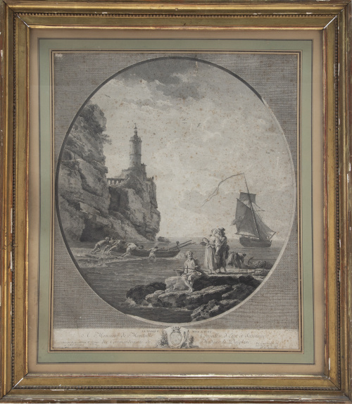SEGÚN JOSEPH VERNET (1714 -1789)"Le barque Mise a Flot"