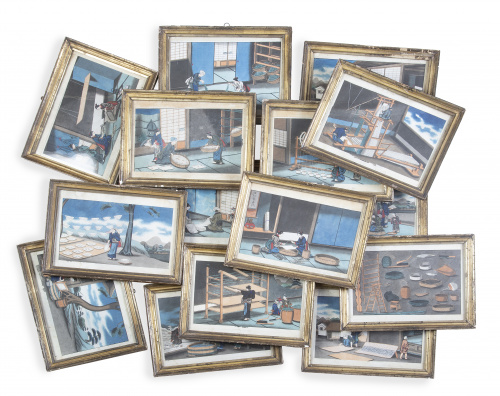 Escenas costumbristasEscuela japonesa, S. XIX.