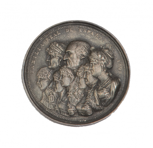 Medallón de una sola cara de la familia Real de Carlos IV e