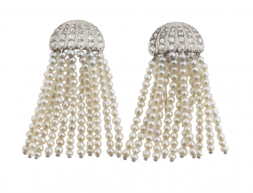 Conjunto años 30 de collar extralargo de pequeñas perlas, p