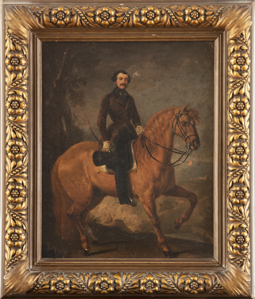 ESCUELA ESPAÑOLA, SIGLO XIXRetrato de caballero ecuestre