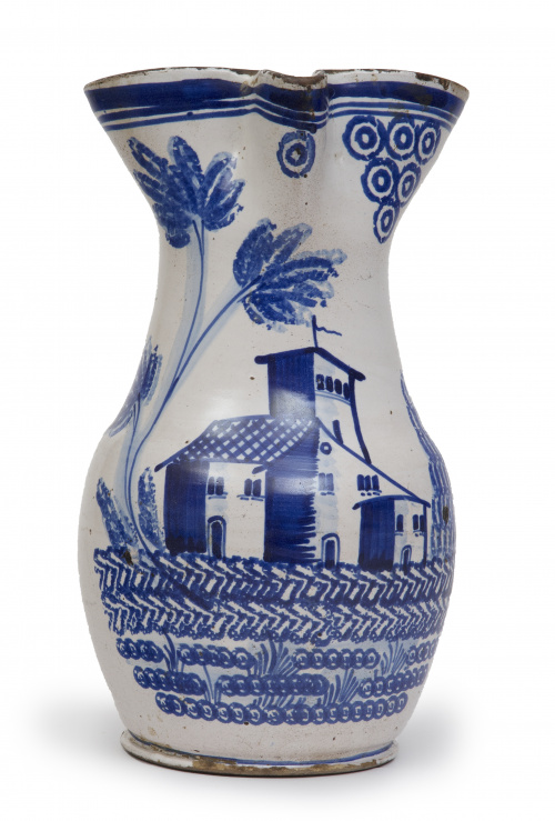 Jarra de cerámica esmaltada de azul cobalto.Galizano, Can