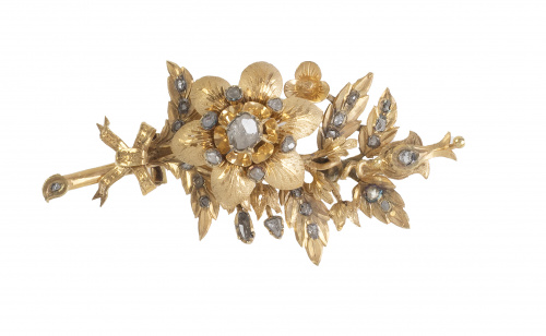  Prog. 70021. Broche S. XIX con diseño floral y diamantes d