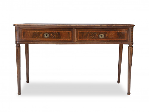 Mesa escritorio Carlos IV de madera de palosanto y marquete