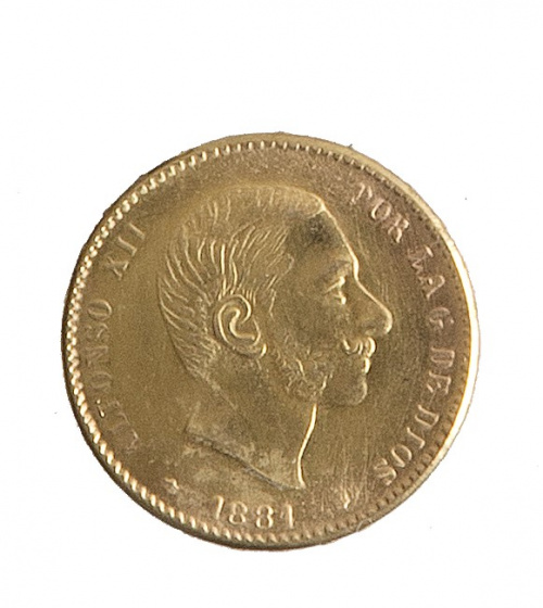 Moneda de 25 ptas de Alfonso XII de 1881 .M.S .M.
