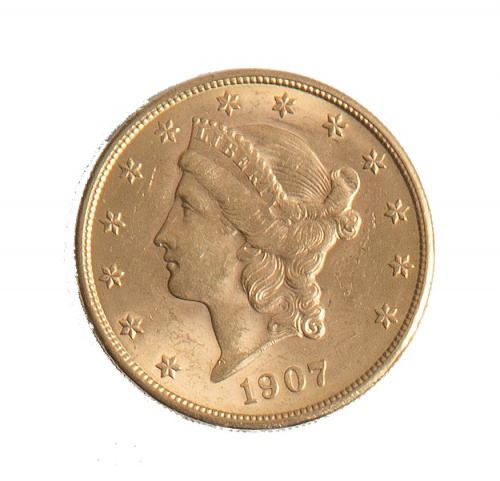 Moneda de 20 dólares americanos 1907. Liberty.