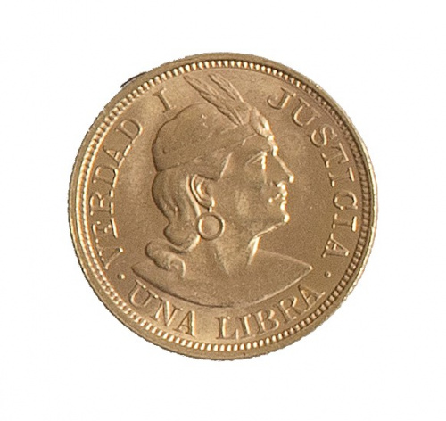 Moneda de una libra de la República peruana. Lima. 1917