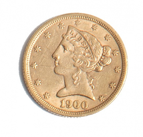 Moneda de 5 dólares americanos 1900. Liberty.