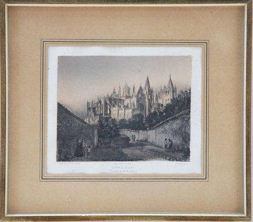 F.J. PARCERISA (dib) E. CROSA (lith)Vista de la catedral 