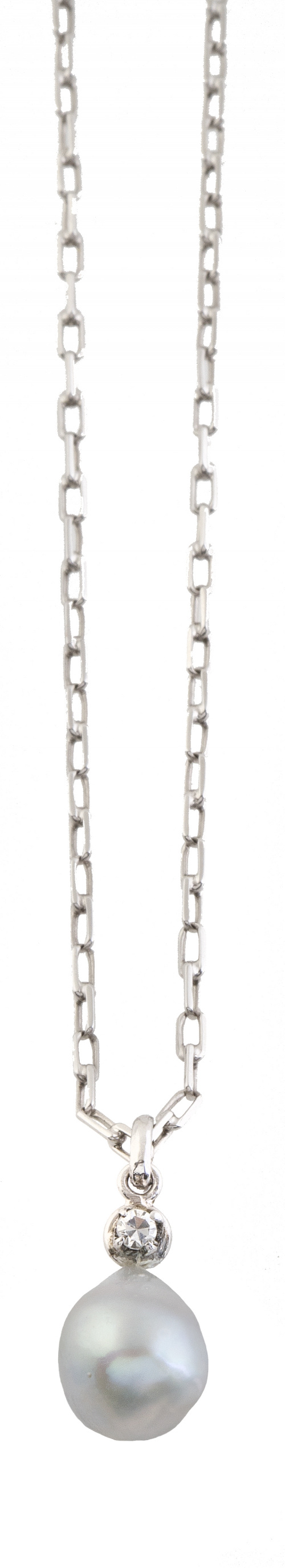 Colgante de perla barroca en forma de pera con un brillante