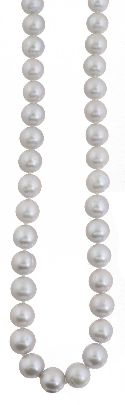 Collar de un hilo de perlas cultivadas gris claro de 9,6 mm