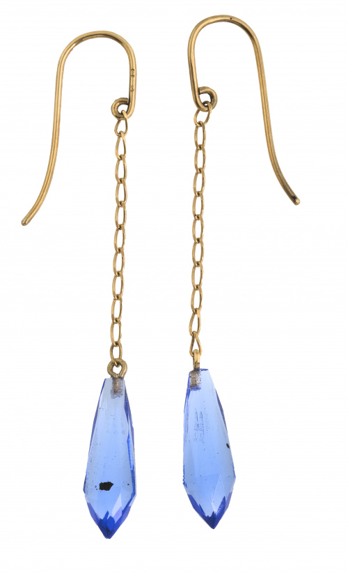 Pendientes largos con cuenta de perilla facetada de cristal