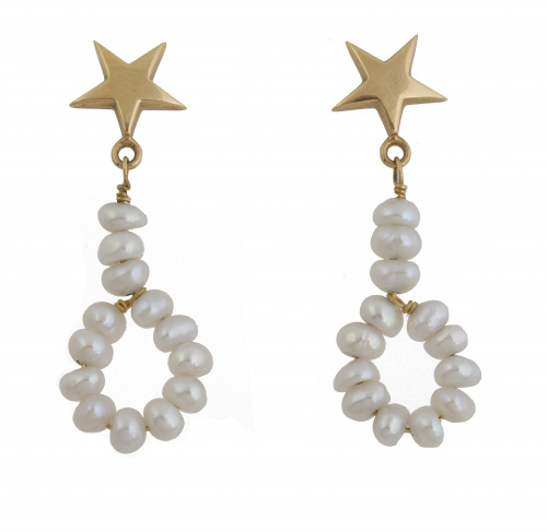 Pendientes largos con estrella de oro superior, de la que p