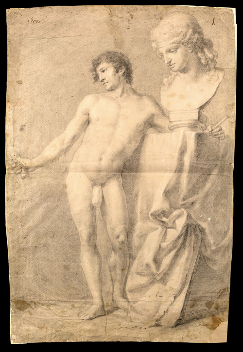 MANUEL ALEGRE (1768 - h. 1815).Hombre desnudo con un busto