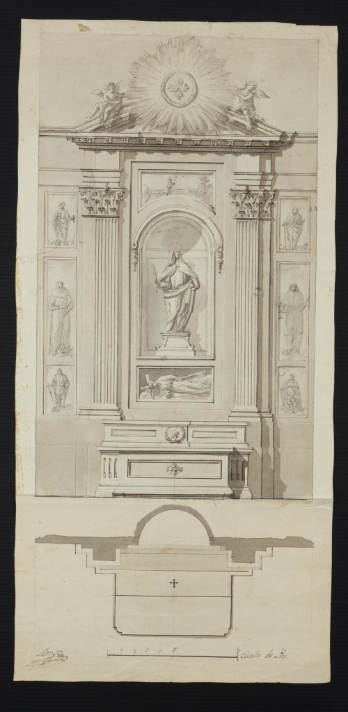 LORENZO ALONSO (1750 - 1810). Proyecto para un retablo neo