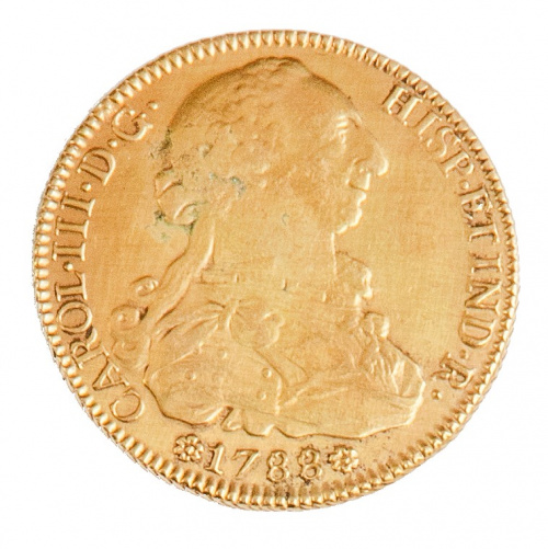 Moneda de 8 Escudos de oro Carlos III 1788. NI. S.C