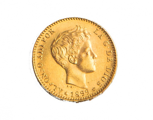 Moneda de 20 ptas de oro de Alfonso XIII.1899. SM. V.