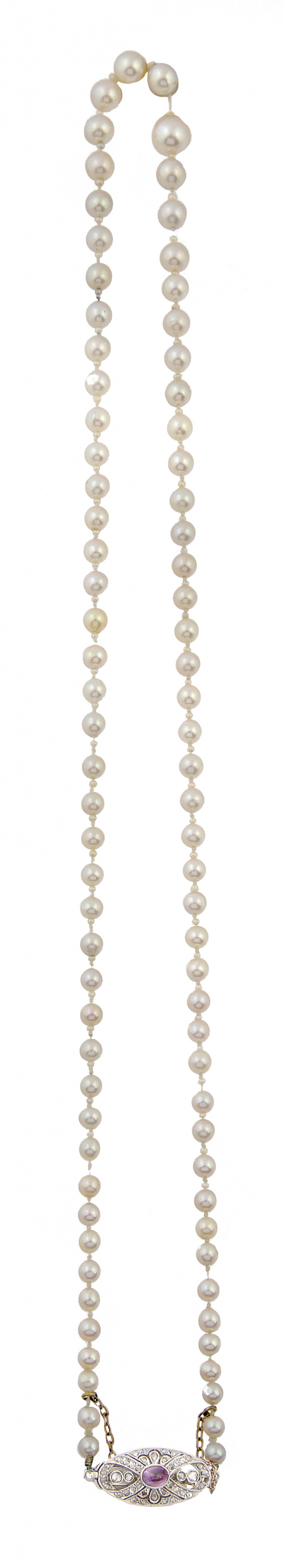 Collar Art-Decó de un hilo de perlas de tamaños graduado co