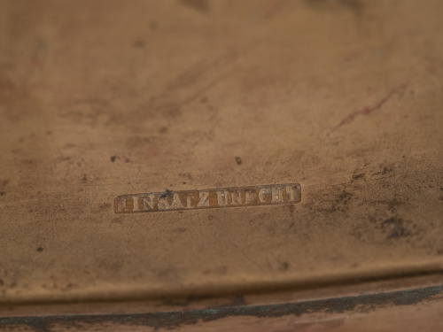 Macetero "jugendstil" de plata y cobre. Ley 900. Marcado "E