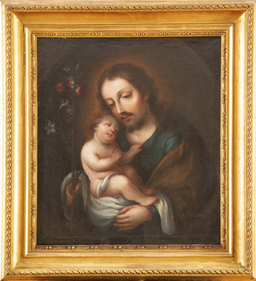 ESCUELA ESPAÑOLA O COLONIAL, SIGLO XVIIISan José con el N