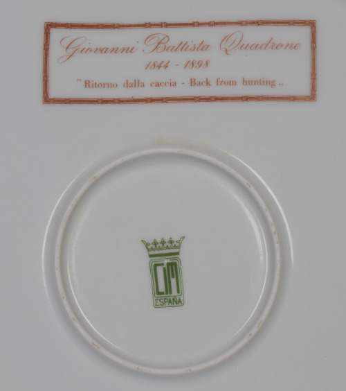 El regreso de la caza.Plato de porcelana esmaltada reprod